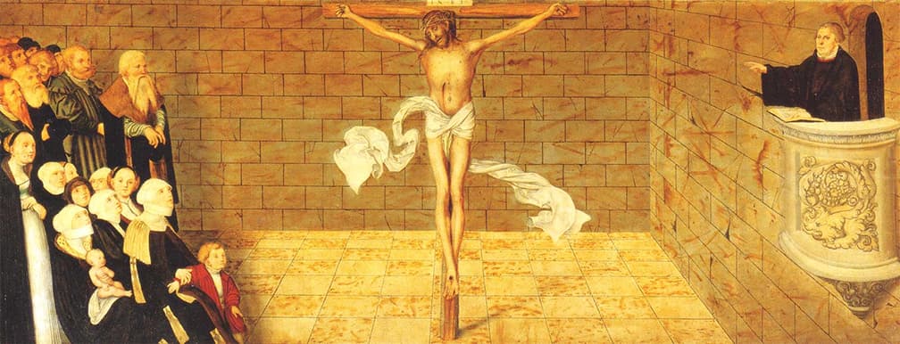 Martin Luther preaching Christ crucified